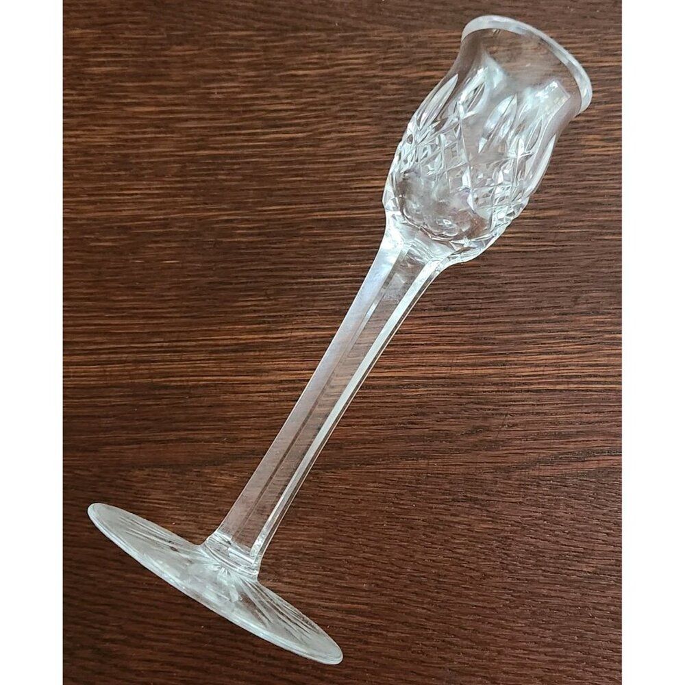 Waterford Araglin Crystal Tall Candlestick Holder Signed Cut Glass Single Lite 7